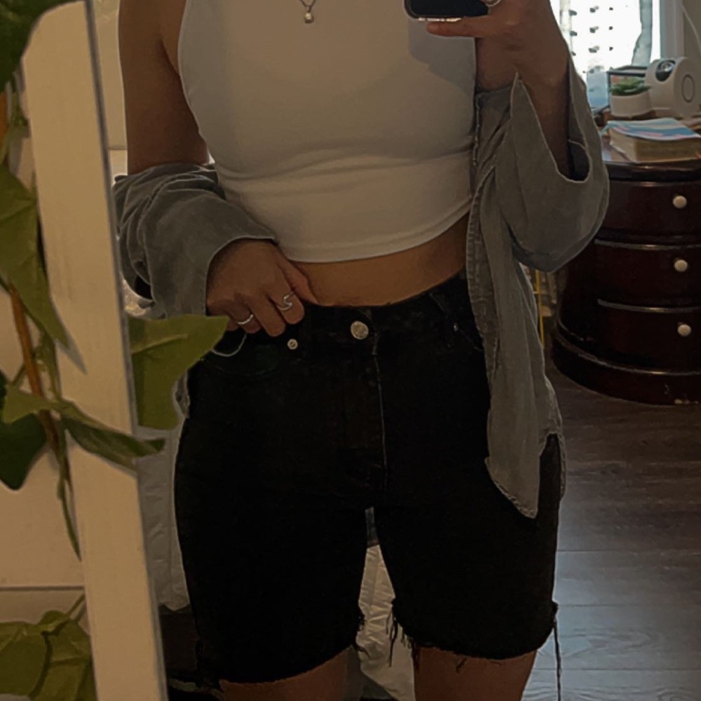 Adika Black Denim Biker Shorts